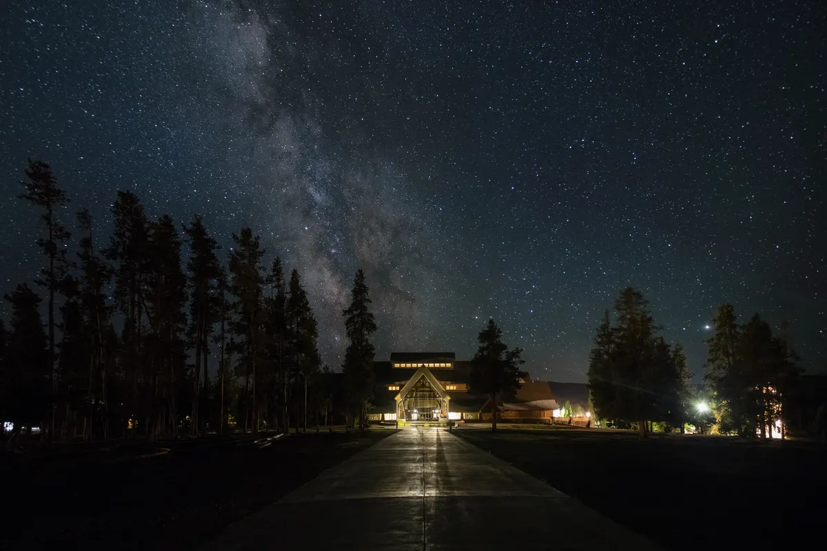 The night sky above Yellowstone National Park